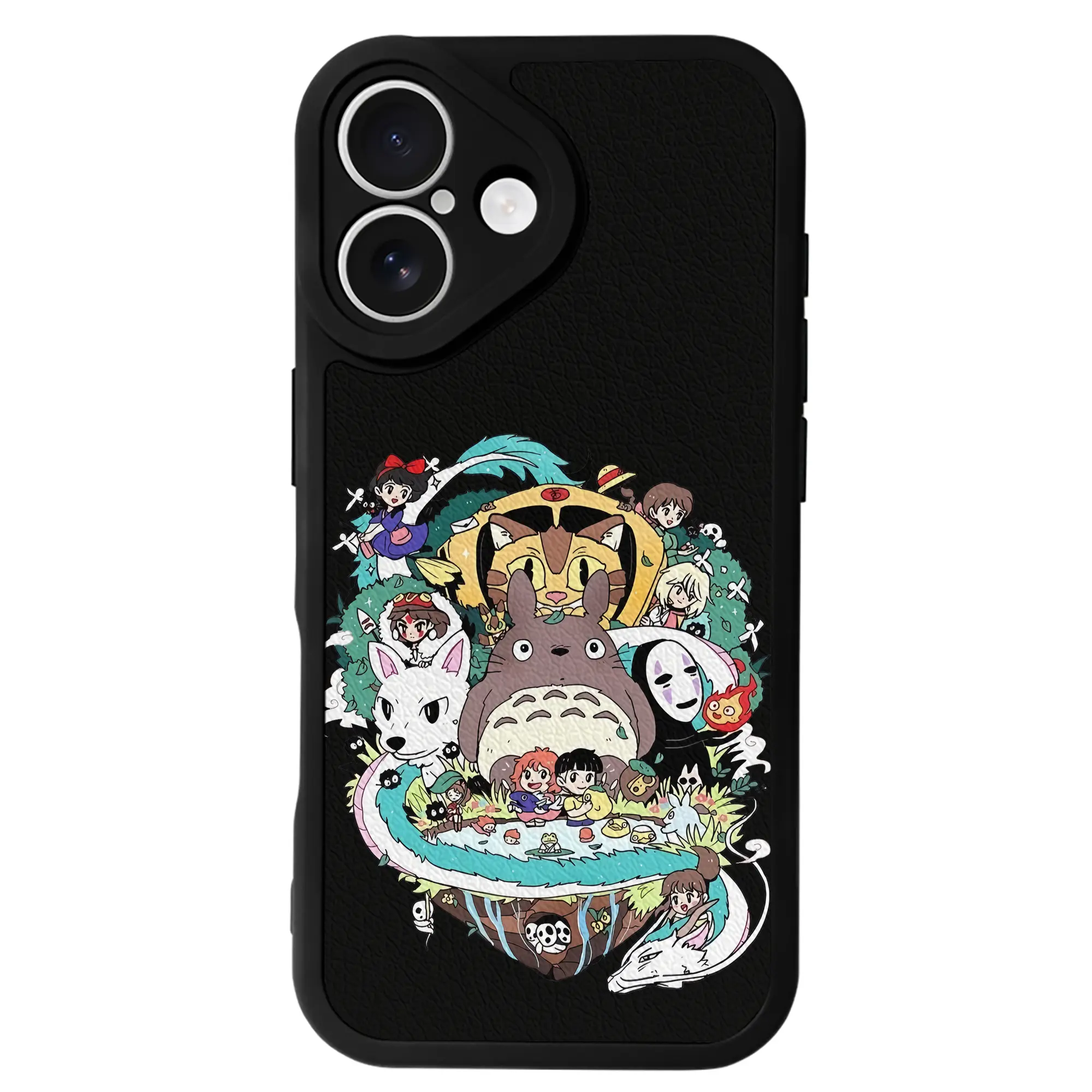 となりのトトロ グッズ トトロ - IPhone 16シリーズ対応 ・ シリコンスマホケース ・ レザー調 ・ 高精度フィット ・ 耐衝撃 ・ ワイヤレス充電対応 ・ 精密カット